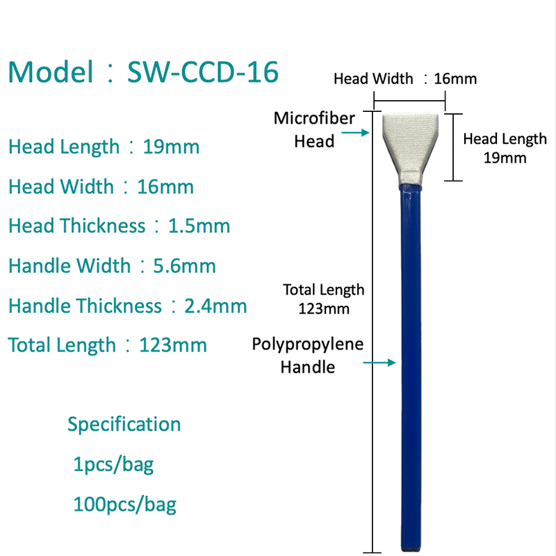 SW-CCD-16 bebas debu dan lensa mikrofiber swab