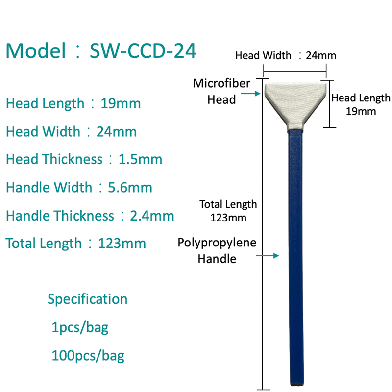 SW-CCD-24 V-Shape Lens Microfiber Swab